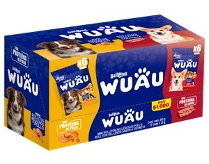 Wuau Pollo + Tocineta Display X 12